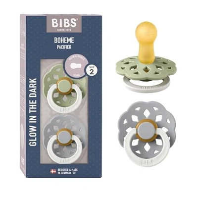 Bild av BIBS Boheme Napp 2 pack Latex Stl Rund, Sage Glow/Cloud Glow