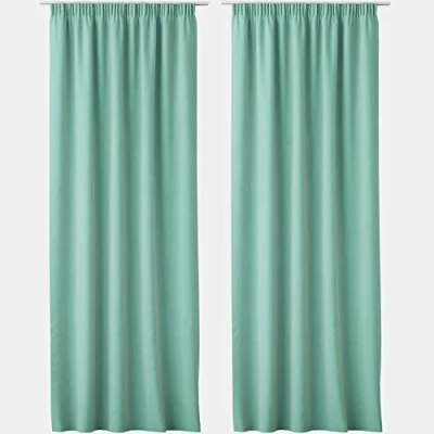 Bild av Jemidi 2 x gardin, ogenomskinlig, 140 250 cm, set om 2, gardin med veckband, universalband 100 % polyester, lång för vardagsrum, sovrum ljusgrå
