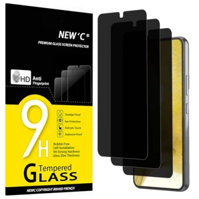 Bild av NEW&#039;C 3 Pack, Privacy skärmskydd i glas för Samsung Galaxy S22 5G, balanserad 35 graders sekretessvinkel med ögonskydd, Ultra hållbar 9H hårdhet, bubbelfri
