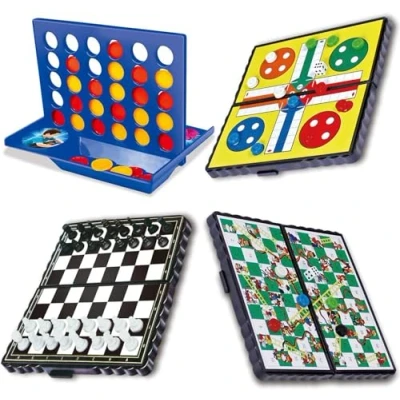 Bild av saijer Anslut 4 brädspel, kraft spel i en rad strategispel power connect internationella schackspel Ludo familj pedagogiska ormschack resor (4 uppsättningar)