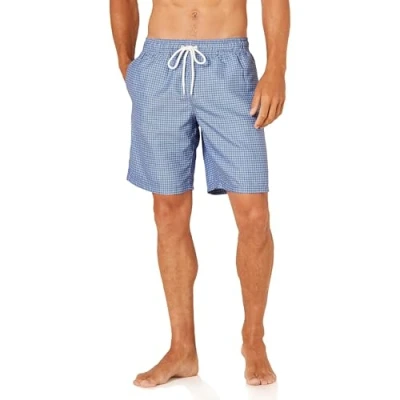 Bild av Amazon Essentials Herr 23 cm snabbtorkande badbyxor, blått geometriskt tryck, XX Large