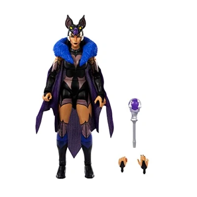 Bild av Masters of the Universe Masterverse actionfiguren Sorceress Evil Lyn, samlarföremål med magisk spira och utbytbara händer, MOTU leksakspresent, HLB39