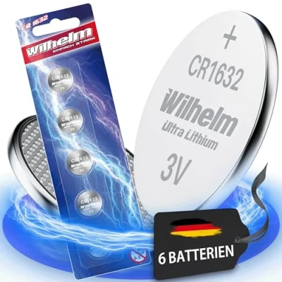 Bild av 6 x CR1632 CR 1632 WILHELM litiumknappcell 3 V 140 mAh ø 16 3,2 mm batteri DL1632