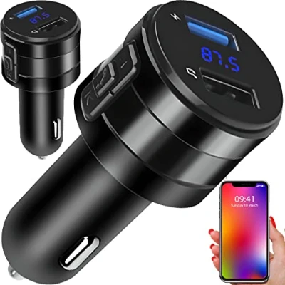 Bild av Retoo Bluetooth FM sändare med dubbla USB laddare, SD TF kortläsare och digital display, handsfree bilsats, bilstereoadapter, universell laddare för GPS enheter, mobiltelefoner