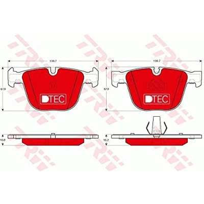 Bild av TRW DTEC COTEC GDB1892DTE Jeu de plaquettes frein non préparé pour indicateur d&#039;usure BMW: X5, X6