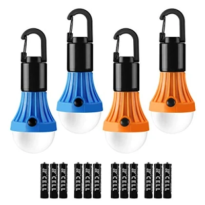 Bild av Lepro Campinglykta, batteridriven campinglampa, bärbar LED glödlampa för tält, 3 belysningslägen, passar camping, vandring, fiske, strömavbrott, batteri ingår, paket med 4