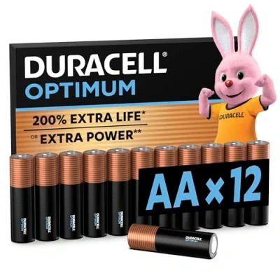 Bild av Duracell Optimum AA batterier (12 pack) Alkaliska 1,5 V Upp till 200 % längre brukstid eller extra kraft 100 återvinningsbara, plastfri förpackning LR6 MX1500