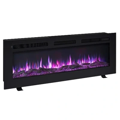 Bild av BALDERIA elektrisk eldstad Leif 50 tum, med 3D flameffekt, uppvärmning, 2 000 W, LED belysning, inbyggd kamin fjärrkontroll, timer och termostat, svart