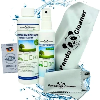 Bild av PandaCleaner Laptop Cleaning Kit 100 ml displayspray 250 Refill TV skärmrengöring &amp; 2 x skärmrengörare våtservetter för displayrengöring (komplett set)