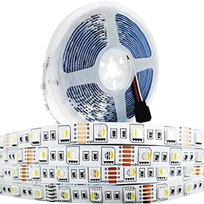 Bild av Tesfish 12V LED Remsa Ljus, 4 i 1 RGBWW RGB + Varmt vitt 3000K 5M Strip med Blandade Färger SMD 5050 IP20 300 Lights Ljus för Sovrum, Köksdekoration