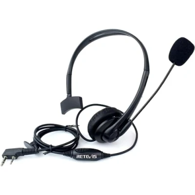 Bild av Retevis Walkie Talkie hörlurar roterbar boom mikrofon brusreducerande overhead headset kompatibel med tvåvägsradio RT24 RT619 RT622 Baofeng UV 5R BF 888S eSynic Kenwood HYT Maylawn JUCJET (1 st)