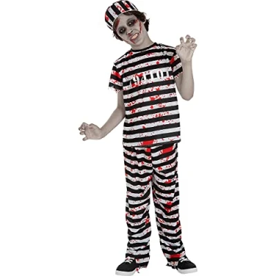 Bild av Funidelia Maskeraddräkt fånge zombie för pokje Vandöd, Halloween, Skräckfilmer barn och roliga tillbehör fester, karneval Halloween Storlek 122 134 cm Svart