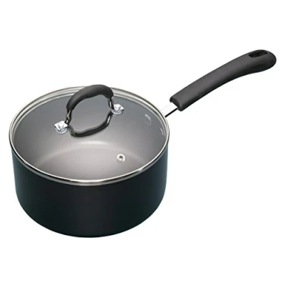 Bild av MasterClass KCMCSAUPAN20 Aluminium non stick emalj kastrull med lock, 20 cm (8 tum), svart