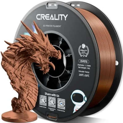 Bild av Officiell Creality PETG 3D skrivarfilament 1,75 mm 1 kg (2,2 pund), hög precision stark seghet, luktfri bättre flöde fuktsäker utskrift Ender filament (brun)