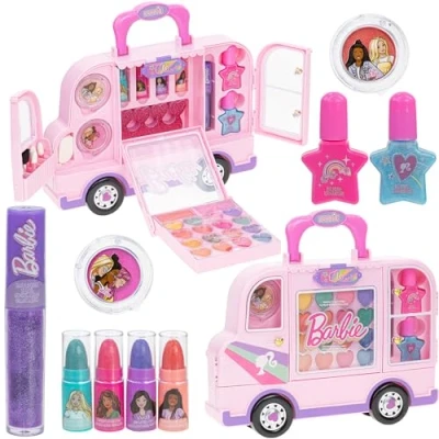 Bild av Barbie Sminkset för flickor, äkta tvättbar leksaks sminkset, present, leksmink och rollspelsleksak i åldern 6, 7, 8, 9, 10, 11 12 år