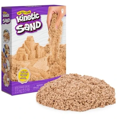 Bild av Kinetic sand 2,5 kg original magisk kinetisk från Sverige, naturbrun, känd dagis, perfekt för kreativt inomhussandspel, barn 3 år