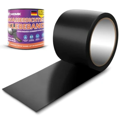 Bild av HOMIK Extremt Stark Vattentät Tejp Utomhus och Inomhus Tak Reparationstejp 10cm x 2.5m UV resistent Duct Tape självsvetsande Svart