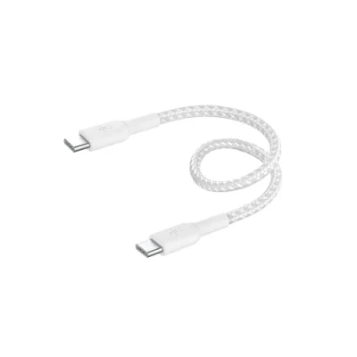 Bild av Belkin BoostCharge (15 cm) flätad kabel för USB C till iPhone 15, 15 Pro, Pro Max, Plus, Galaxy S24, S23, Note10, Note9, Pixel 8, 7, m.fl. Vit