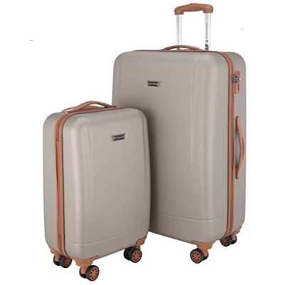 Bild av HUVUDSTADT Resväska badkarsjö handbagage hårt skal vagn rullväska resväska, champagne, 2er Set, set