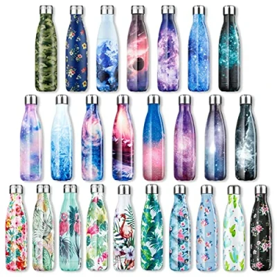 Bild av Lalafancy Rostfritt stål vattenflaska isolerad dubbelvägg vakuumkolvar dryckesflaska håller 12 timmar varm och 24 kall läckagesäker BPA fri 350/500/750 ml Blue Galaxy 500ml