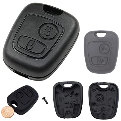 Bild av 2 knappar fjärrkontroll nyckelskal fodral Peugeot 106 107 206 207 208 407 806 Citroen C1 C2 C3 C4 C5 Xsara Picasso Saxo Toyota Aygo ersättning utan elektronik och transponder