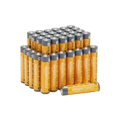 Bild av Amazon Basics AAA alkaliska batterier, kraftfulla, 1,5 V, 36 pack (utseendet kan variera), grå