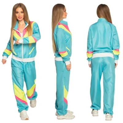 Bild av Boland 80 talets träningsdräkt för vuxna med fickor, jacka och byxor, sweatsuit, svensexa, retrostil, idrottare, gruppdräkt, vuxna, temafest, karneval, M