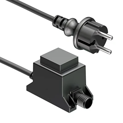 Bild av ledscom.de 10W LED transformator strömförsörjning/transformator för NEMO plug in system, stickpropp, 12V AC, svart, IP65, lågspänning, vattentät, likspänning, likström, helt isolerad,