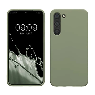 Bild av kwmobile fodral kompatibelt med Samsung Galaxy S23 Plus tunn silikon mobiltelefon stötsäkert mobiltelefonfodral mjuk yta trådlös laddning grågrön