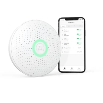 Bild av Airthings 2910 Wave Plus, Radon &amp; Luftkvalitetsmätare för Inomhusluft (Co2, Voc, Luftfuktighet, Temperatur, Lufttryck), 12 cm Diameter, Vit, 2930