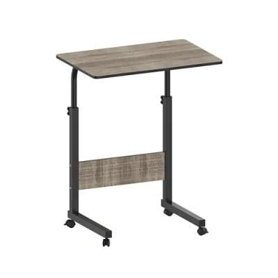 Bild av Laptopbord på hjul bärbar skrivbord arbetsstation justerbar bricka bord stativ multianvändning hem för äldre över sängen soffa sängbord träeffekt/svart