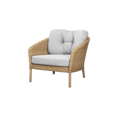 Bild av Cane line Ocean Large Lounge Chair stol Frame: Soft Rope, Dark Grey / Cushion: White grey, Link W81 x D90 H73 SH40 cm