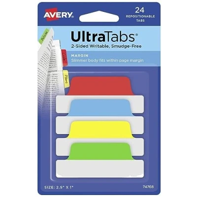 Bild av Avery Ultra Tabs, Tomma registerflikar, Blå, Grön, Röd, Gul