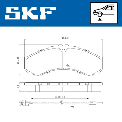 Bild av SKF VKBP 80422 E Jeu de plaquettes frein contact signal d&#039;usure inclus