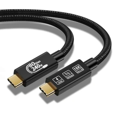 Bild av YIWENTEC 80 Gbps Thunderbolt 5 kompatibel kabel med upp till 120 bandwidth Amplification och 240W laddningsström, 4, USB 4 C