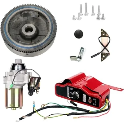 Bild av Carkio Elektrisk startkit startmotor Flywheel Switch kompatibel med Honda GX240 8HP GX270 9HP Engine Starter Motor Key Coil Kit