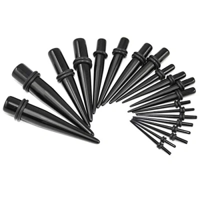 Bild av TRIXES 20 st 1,3 mm 10 svarta öron stretching kit avsmalnande spikset, en storlek