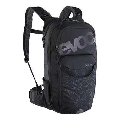 Bild av EVOC STAGE 12, ryggsäck (justerbara axelremmar med BRACE LINK, AIR FLOW CONTACT SYSTEM, inkl. fack för vätskeblåsa, verktygsfack och kompressionsremmar, One Size), Svart