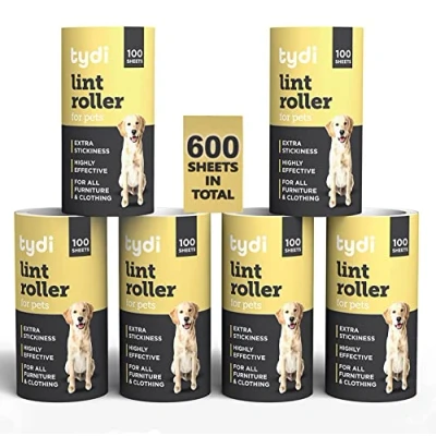 Bild av Lint Roller Refills 600 ark kompatibel med Tydi, PetLovers, Mr.Siga, Melerio, Azecat och många andra luddrullar 100 per klibbig rulle luddrulle för husdjurshår