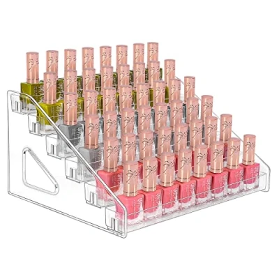Bild av JessLab nagellack organisatör, 6 nivåer klar akryl ställ eterisk olja hållare kosmetisk display fodral smink organiserare kosmetika förvaring för badrum sminkbord
