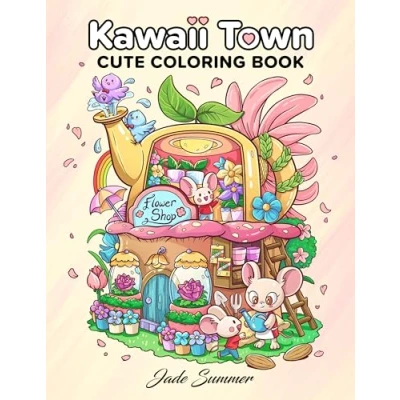Bild av Kawaii Town: Coloring Book with Cute Animals, Tiny Buildings, and Playful Scenes for Stress Relief Relaxation