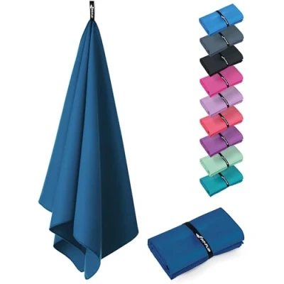 Bild av Mikrofiberhanddukar ultralätt, kompakt och snabbtorkande Mikrofiberhandduk den perfekta sporthandduken, strandhandduk resehandduk (1x 100x50cm 1 Styck Djupblå)