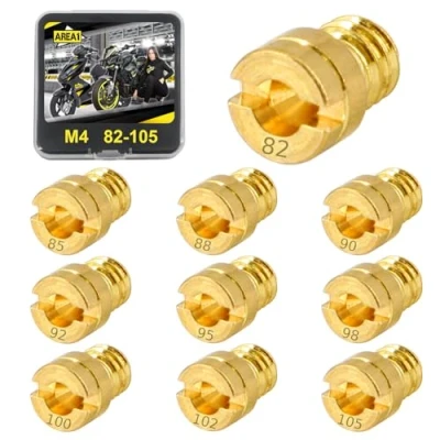 Bild av Area1 10 stycken universella förgasare munstycken set M4, 4 mm huvudmunstycken set, 82, 85, 88, 90, 92, 95, 98, 100, 102, 105 för GY6 Kina 4T 139 QMB/QMA (typ M4/82 105/10 st)