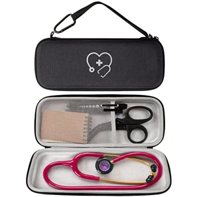 Bild av ProCase stetoskopväska för 3 m Littmann/Omron/ADC/Dixie EMS Stetoscope, stötsäkert skyddsfodral, Eva resväska förvaringsväska, bärväska fodral med tillbehör hållare svart