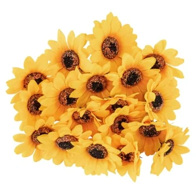 Bild av Ideen mit Herz dekorativa blommor konstgjorda olika sorter ca Ø 7 cm (solrosor gula 18 stycken)