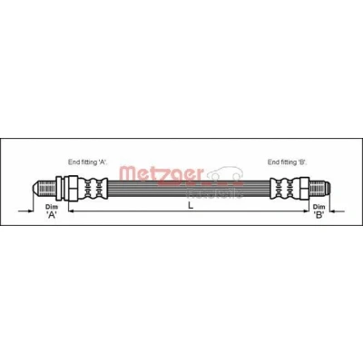 Bild av METZGER 4112500 Flexible De Frein 355 M10 x 1 FORD: KA 3 portes, Puma