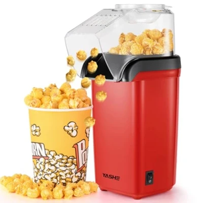 Bild av YASHE Snabb Popcornmaskin Med Varmluft,1200W Popcornpoppermaskin,Popcornmaskin,2 min Smäll，Enknappsdrift,Röd