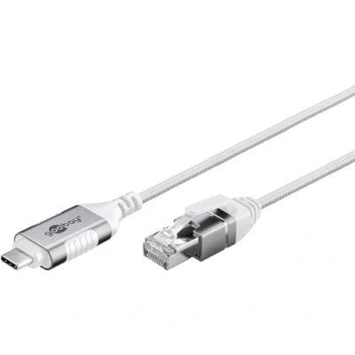 Bild av goobay USB C 3.1 till RJ45 Ethernet CAT 6 kabel slim/adapterkabel/stabil kabelansluten internetanslutning med router/nätverkssswitch/USB adapter/1 Gbps/3 meter/vit/74388