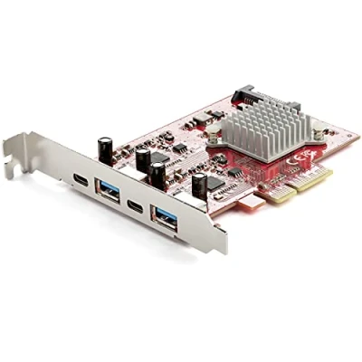 Bild av StarTech.com USB PCIe kort med 4 portar 10 Gbps PCI Express expansionskort 2 kontroller x C och A (USB 3.2 Gen 2) USB/USB e Full profil (PEXUSB312A2C2V)
