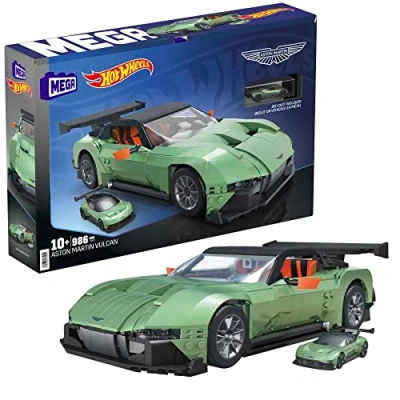 Bild av MEGA Hot Wheels byggleksaker för vuxna, Aston Martin Vulcan med 635 delar och formgjuten modell, presentidé samlare, HMY97